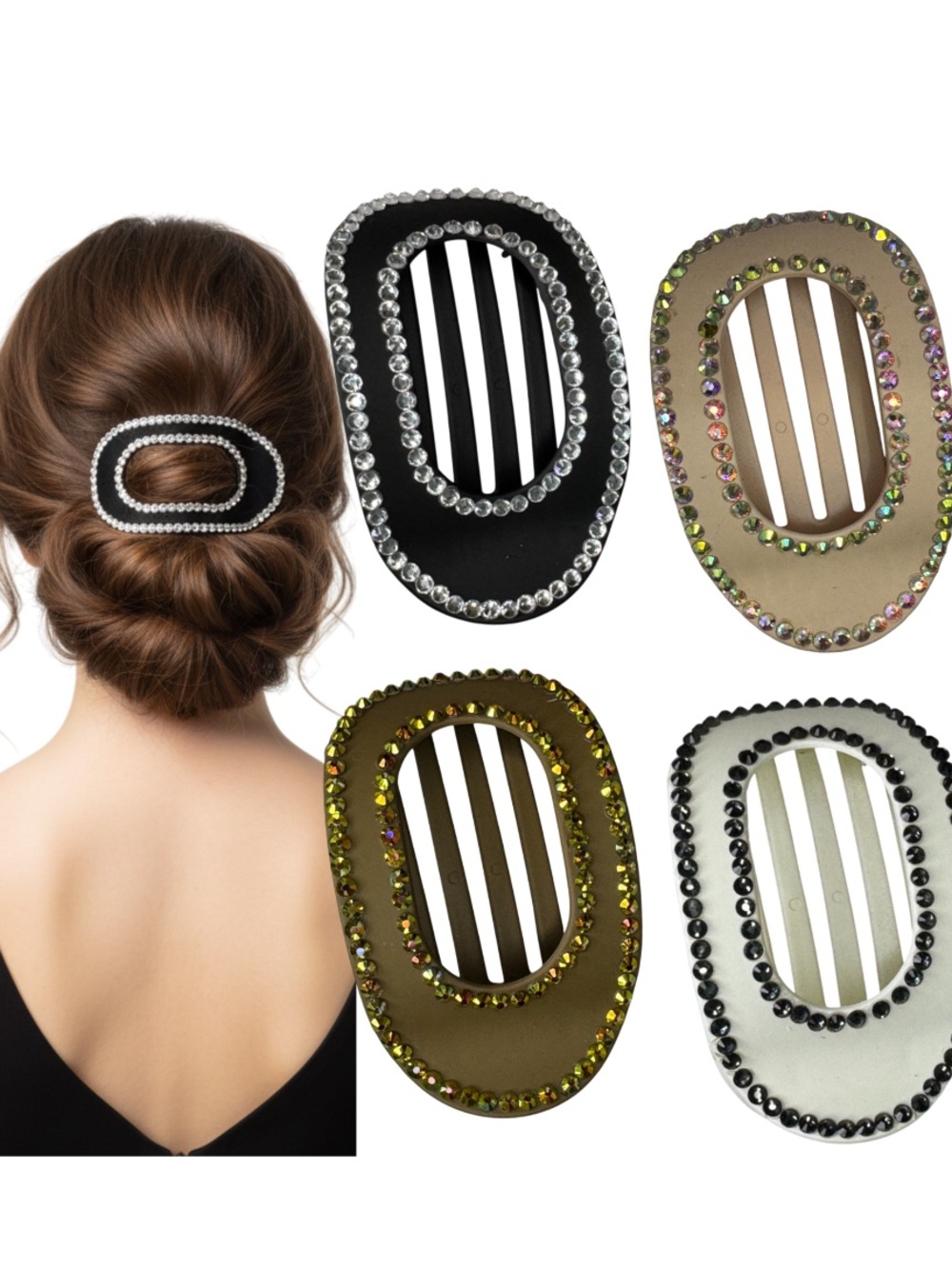 Rhinestone Matte Hair Clip Set | Non-Slip Claw Clips for Thick & Thin Hair
